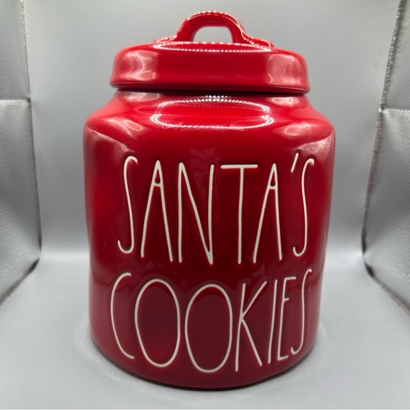 Rae Dunn SANTA’S COOKIES Classic Chubby Red Canister Holiday Christmas NEW - Picture 1 of 3